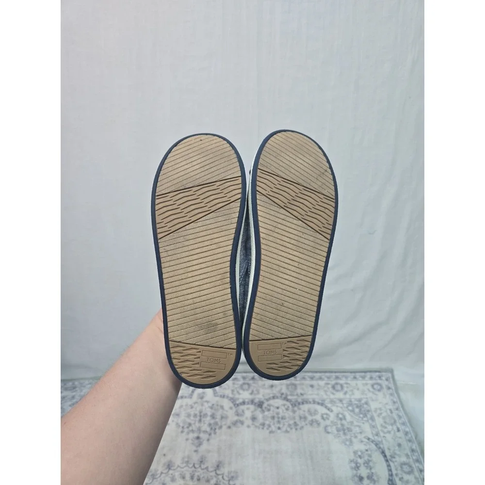 TOMS Boys Y 2.5 Youth Boat‎ Low Top Shoe Slip On Sneaker Canvas Blue Chambray